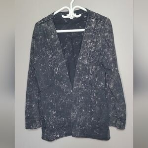 Neon Buddha Black and Gray Jersey Stretch Cardigan Acid Wash Tie Dye Cozy L